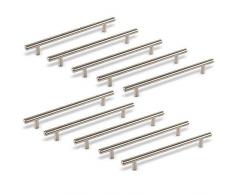 SO-TECH® Maniglie G14 per ante cucina e armadi, acciaio inox satinato, viti incluse, Set di 10 x 192 mm distanza dei fori