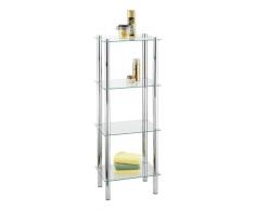 Wenko Yago 15853100 Mensola da bagno o da cucina, esclusiva, cromata, 4 ripiani di vetro, 40x104x30 cm