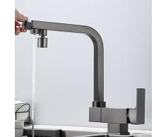 Miscelatore Cucina 3 Vie Abbattibile, Rubinetto Cucina Sottofinestra Grigio Rubinetto Cucina Ottone Girevole Multifunzione Rubinetto da Cucina