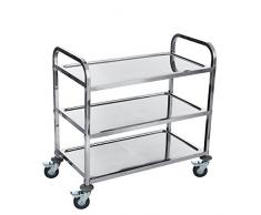 ZNL Carrello da cucina in acciaio INOX con 3 ripiani, Carrello Scaffale,200 kg