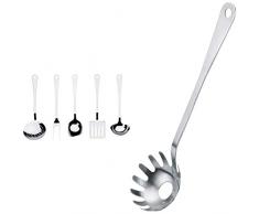 Alessi AJM19S5 L Set di Mestoli da Cucina di Design in Acciaio Inossidabile 18/10, 5 Pezzi & Ajm19/57 L Mestolo Per Spaghetti Di Design In Acciaio Lucido