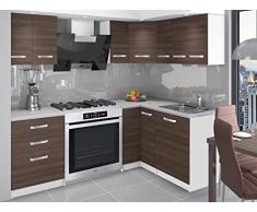 DARCIA | Cucina angolare completa + Componibile L 300 cm 8pz | Piano di lavoro INCLUSO | Set di mobili da cucina moderni