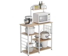 Soges Microonde Scaffali Stazione di Lavoro Cucina Armadio per la Conservazione Mensola della Cucina Carrello di Servizio, Maple