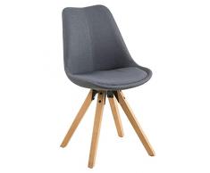 AC Design Furniture Nadia Sedie da Pranzo, al.: 85 x L: 48.5 x P.: 55 cm, Grigio Scuro/Natural, Tessuto/Legno, 2 pz