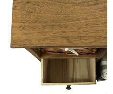 Rebecca Mobili Credenza Cassettiera 4 Cassetti 5 Ceste Legno Paulownia Vimini Marrone Shabby Country Camera Bagno - Dimensioni: 69 x 69 x 30 cm (HxLxP) - Art. RE4021