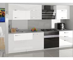 Loft | Cucina Componibile Lineare Componibile L 180 cm 6 pz | Piano di Lavoro Incluso | Set di mobili con Finitura Lucida