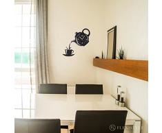 FLEXISTYLE Moderno Orologio da Parete per Cucina, Tazza e teiera, Nero, 45 cm x 45 cm, 3D, Silenzioso, Design Made in EU