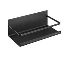 Navaris Mensola Magnetica Porta Spezie - Mensolina Portaspezie da Appendere Frigo - Scaffale Magnetico in Metallo 24,4x12x9,3cm Peso Max 2,5kg - Nero