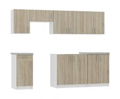 NOLA | Cucina Completa lineare + componibile 240cm 7 pz | Piano di Lavoro Incluso | Set mobili Cucina