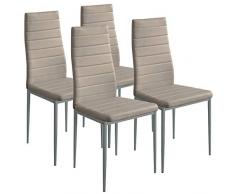BAKAJI Set 4 Sedie Moderne sala da Pranzo Salotto Cucina Seduta Imbottita Ecopelle 4x Sedie in Promo Struttura Acciaio (Tortora)