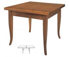 Spazio Casa Tavolo Quadrato a Libro in Legno Noce Arte povera con Piedi a sciabola (80 x 80 (Dimensione Aperto 160 x 80))