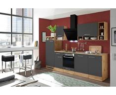 Respekta Cucinino Cucina Blocco Cucina Cucina Incasso Cucina Completa 280 cm Quercia Selvatica Grigio Incl. Dispositivi