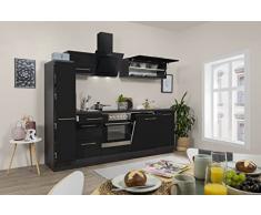 respekta Cucinino Cucina Blocco Cucina Cucina Incasso Lucido 250 cm Rovere - Nero, 220 cm