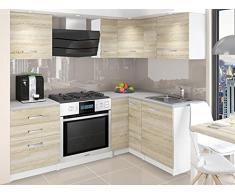ASKETT | Cucina angolare completa + Componibile L 300 cm 8 pz | Piano di lavoro INCLUSO | Set di mobili da cucina moderni