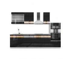 Vicco blocco cucina cucina componibile Fame-Line bianco nero rovere 300 cm cucina moderna lucida mobili da cucina cucina
