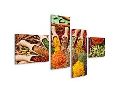 islandburner Quadro Moderno Composizione variopinta con Varie spezie ed Erbe aromatiche Stampa su Tela - Quadro x poltrone Salotto Cucina mobili Ufficio casa - Fotografica Formato XXL
