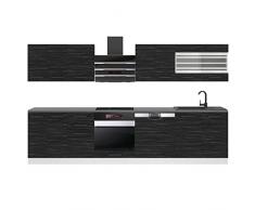 BELINI | Angolo cottura Lucy - Mobili da cucina 300 cm | Attrezzatura completa senza elettrodomestici con pensili e armadietti | Cucina completa | Ebano reale