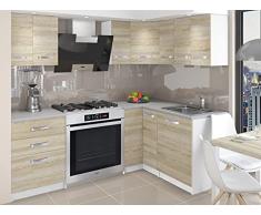 DARCIA | Cucina angolare completa + Componibile L 300 cm 8pz | Piano di lavoro INCLUSO | Set di mobili da cucina