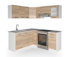 Vicco Cucina Cucina componibile a L Blocco cucina angolare Cucina angolare 190 cm Sonoma Rovere