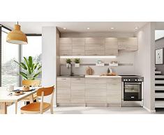 Bona | Cucina Completa Componibile + Lineare L 240 cm 7 pz | COMPRESO Piano di Lavoro | Set Mobile Cucina componibile