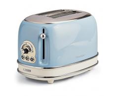 Ariete 155 Tostapane di Design a 2 Fette con Pinze, 6 Livelli di Tostatura, 810 W, Corpo Acciaio Inossidabile, Vassoio Raccoglibriciole Estraibile, Azzurro Pastello