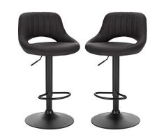 EUGAD 2X Sgabelli da Bar Cucina Sedia Alta da Sala Pranzo in Simipelle Regolabile e Girevole a 360° con Schienale Poggiapiedi Antracite 0666BY-2