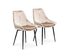 Kare Design sedia East Side (2/Set), beige, 83x57x48cm, altezza di seduta 48cm, velluto, sala da pranzo