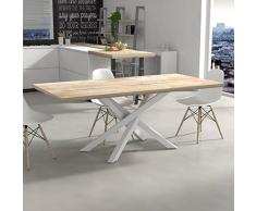 VE.CA-ITALY TAVOLO DA CUCINA POLINESIA IN LEGNO 200X100 CM ALTEZZA 80CM CON STRUTTURA IN ACCIAIO IN DIVERSE COLORAZIONI, PIANO ANCHE SU MISURA, ARREDO CUCINA, ARREDO CASA (Quercia sherwood)