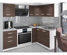 ASKETT | Cucina angolare Completa + Componibile L300 cm 8 pz | Piano di Lavoro Incluso | Set di mobili da Cucina Moderni