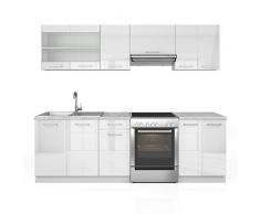 Cucina Vicco Raul Cucina componibile Blocco cucina Cucina su misura 240 cm Bianco lucido