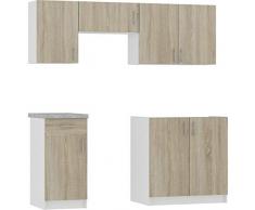 NOLA | Cucina completa lineare + componibile 180cm 5 pz | Piano di lavoro INCLUSO | Set mobili cucina