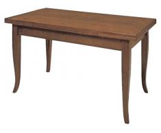 Spazio Casa Tavolo rettangolare allungabile in legno noce arte povera con piedi a sciabola (140 x 80 (+ 2 allunghe da 40 cm))