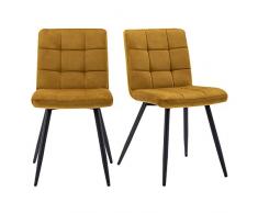 Hnnhome® - Set di 2 sedie imbottite Cubana da cucina, sala da pranzo e salotto, in morbido velluto, per ricevimenti, pub e ristoranti, con forti gambe in metallo nero