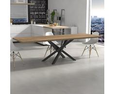 VE.CA.s.r.l. Tavolo allungabile Polinesia in legno 180x100 cm altezza 80 cm - allungabile fino a 280 cm con struttura in acciaio nero opaco, diverse colorazioni, tavolo cucina casa (Noce)