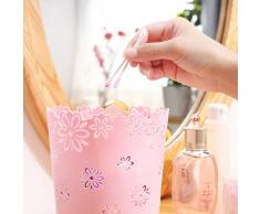 Trash Can Home Soggiorno creativo Cucina Bagno Hollow Europeo di plastica Barile di carta Formato Composizione floreale Personalità Tavolo da sposa Flap Cover Unisex Rack Coffee Table Tubo di carta