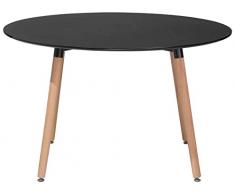 Tavolo da Pranzo Rotondo in Legno di Faggio Nero ø 120 cm Bovio