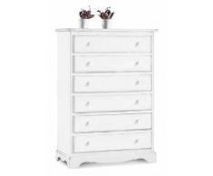 Cassettiera, arte povera, in legno massello e mdf con rifinitura in bianco opaco - Mis. 97 x 49 x 140