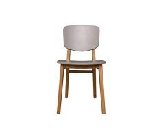 Marchio Amazon - Movian Sedie da Pranzo, in Rovere massello/Compensato, Set di Due, Gambe in Rovere Naturale E Seduta in Colore Grigio, 43,5 x 50,2 x 80 cm