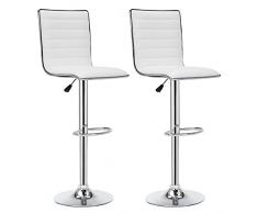 IntimaTe WM Heart 2 x Sgabello per Cucina,360 ° Regolabile Girevole, in Pelle PU,Moderno Bianco