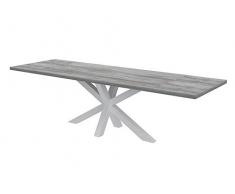 VE.CA. Tavolo allungabile Salomone in legno 180x100 cm altezza 80 cm - allungabile fino a 280 cm con struttura in acciaio bianco, diverse colorazioni, tavolo cucina casa (Pino grigio Jackson)