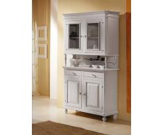 CREDENZA NAPOLETANA BASE + ALZATA CRISTALLIERA VETRINA COLORE BIANCO LACCATO PRODOTTO VENETO