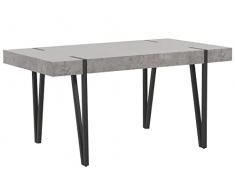 Beliani Tavolo da Pranzo Legno MDF Effetto Cemento Gambe Nere 150 x 90 cm Adena