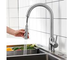 CECIPA Rubinetto Lavello Cucina, Miscelatore Cucina con Doccetta Estraibile 2 Modalità Acqua, Rubinetto Cucina Acciaio Inox Girevole a 360°, Risparmio Idrico, Spazzolata