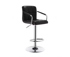 Gcxjbd Sgabelli for Cucina Moderni con Poggiapiedi Pelle Sgabelli Bar 360° Orientabile Poltroncina Salotto con Braccioli Sgabello Girevole (Color : Black, Size : Chassis 38.5cm)