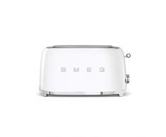 Smeg, Tostapane 2x4 TSF02WHEU, 2 Scomparti per 4 fette, 6 Livelli di Doratura, Funzione Riscaldamento, Scongelamento e Bagel, Espulsione Automatica del Pane, Cassetto Raccoglibriciole, 1500W, Bianco