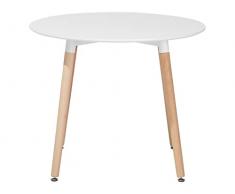 Tavolo da Pranzo Rotondo in Legno di Faggio Bianco ø 90 cm Bovio