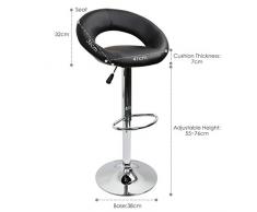 IntimaTe WM Heart Sgabelli da Bar, sgabello per Cucina Alta con Schienale Disegno Moderno con Braccioli, Altezza Regolabile Nero