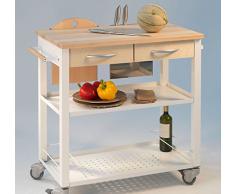 Carrello da Cucina mod. CHEF - Legno Naturale e Struttura acciaio Verniciato Alluminio art. 0/163