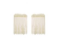 Betos Tende corte metà, tende cucina country Pizzo Ricamate piccola Tende per Finestra Tendina da cucina,caffè,Bagno mezza tenda (2 pannelli 74 * 90 CM-Beige）
