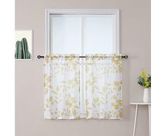 LinTimes tende bistrot tende a disco in stile country tende in voile semitrasparenti, coulisse per tenda da cucina, tenda corta per cucina, soggiorno, giallo, 76x91cm